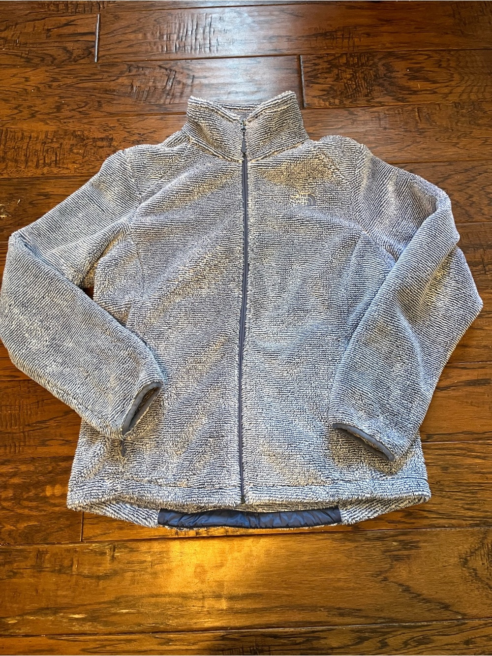 The North Face Light Gray Zip-Up Shaggy Fleece Jacket